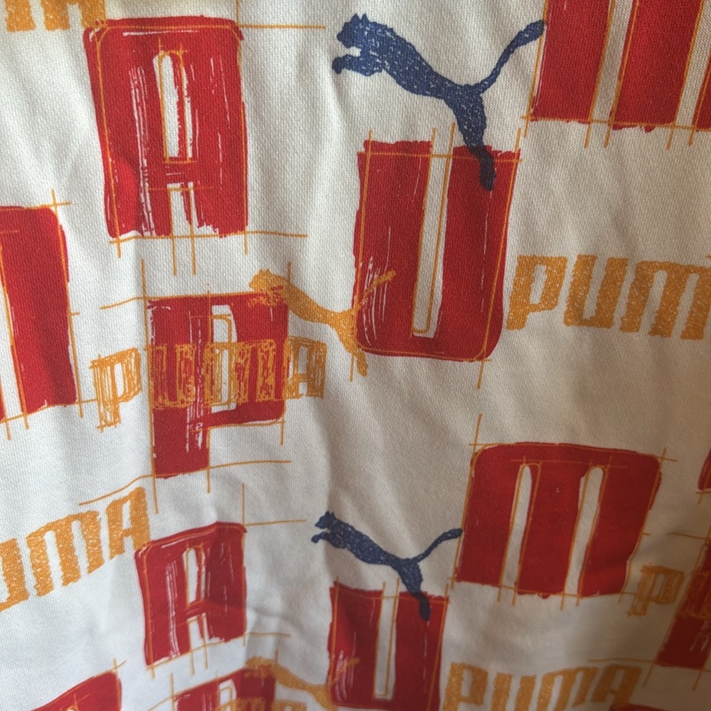 Puma Men’s Size Large Red and Yellow All Over Graphic Hoodie Athletic Sweatshirt - Picture 5 of 7